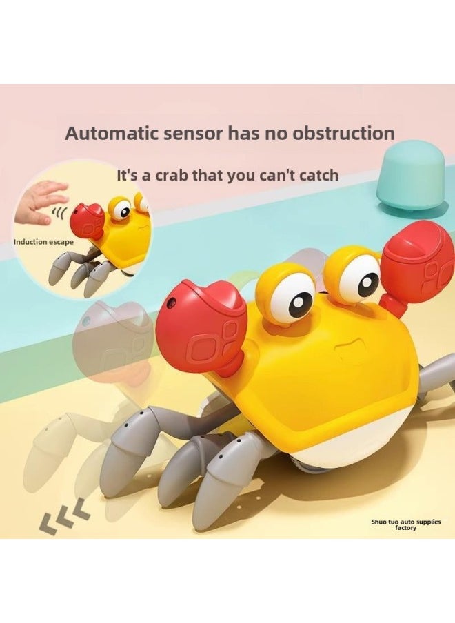 Dynamic Should Escape Crabs Can Crawl Electric Children Baby Wream Can Move Singing Educational Gift Toy Incense-Color:Orange Crab [electric Light Induction] Usb Charging