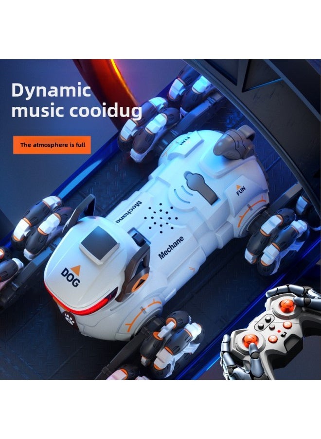 Product Robot Dog Remote Control Eight-wheel Stunt Drift Spray Car Gesture Sensing Intelligent Voice Children's Toy Cross-border-Color:Remote Control Voice Controlled Mechanical Dog [dual Control Without Watch] One-click Spray-Specification:Two Sets Of Rechargeable Batteries [can Be Played For 60 Minutes]
