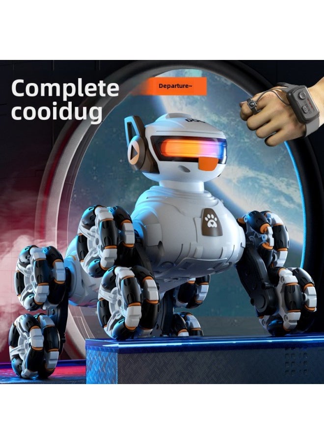 Product Robot Dog Remote Control Eight-wheel Stunt Drift Spray Car Gesture Sensing Intelligent Voice Children's Toy Cross-border-Color:Remote Control Voice Controlled Mechanical Dog [dual Control Without Watch] One-click Spray-Specification:Two Sets Of Rechargeable Batteries [can Be Played For 60 Minutes]