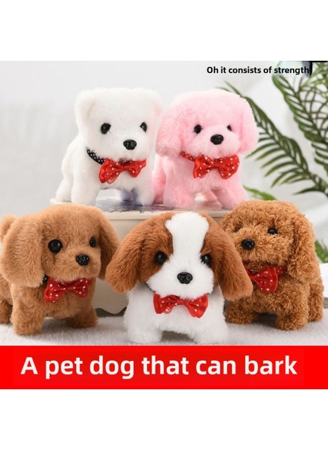 Simulation Plush Toy Dog Children Can Walk Called Electric Puppy Boy Electronic Pet Dog Gift-Color:Labrador White-Specification:Rechargeable Battery Set Of Ten Collars And Ten Bow Ties