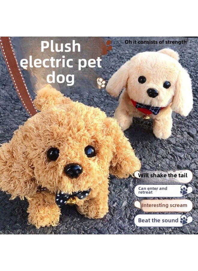 Simulation Plush Toy Dog Children Can Walk Called Electric Puppy Boy Electronic Pet Dog Gift-Color:Labrador White-Specification:Rechargeable Battery Set Of Ten Collars And Ten Bow Ties