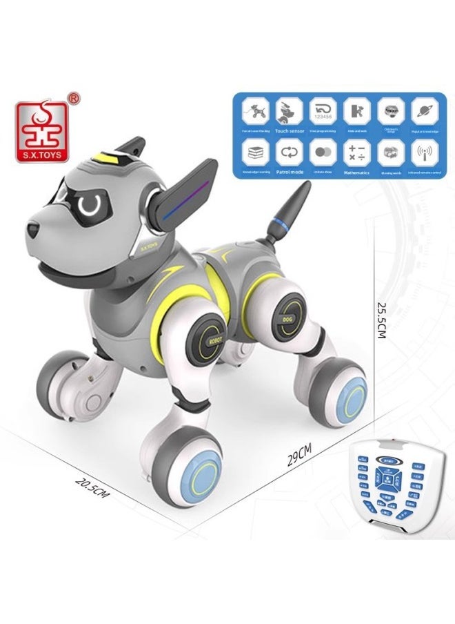 Shengxiong Remote Control Intelligent Robot Dog Children's Educational Toy Boy Electronic Bionic Robot Dog G50G51 Witten-Color:G55 Yellow Gray [large Style] Smart Robot Dog