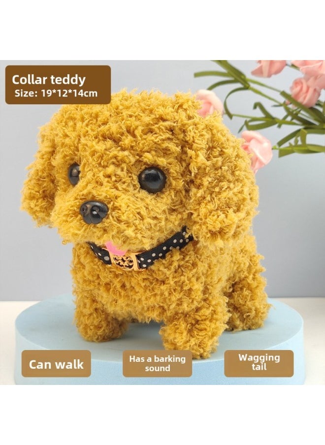 Toy Dog Children Plush Electric Toy Walking Dog Electric Dog Stall Electronic Puppy Pet-Color:Collar Teddy
