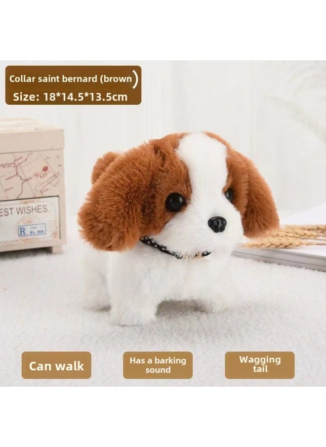 Children's Toys Dogs Can Walk And Call Babies Simulation Electric Plush Puppies Adorable Boys And Girls Free Shipping-Color:St. Bernard Rice Dumplings-Specification:Rechargeable Battery + Charger + Traction Rope + Bell [70% Of People Chose]