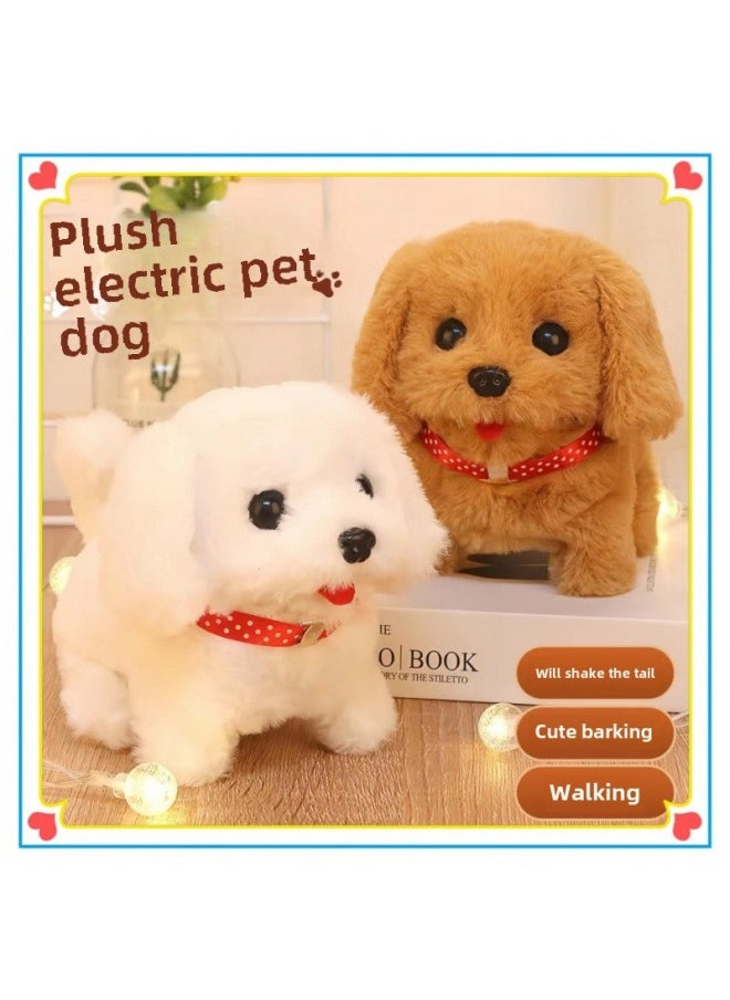 Children's Toys Dogs Can Walk And Call Babies Simulation Electric Plush Puppies Adorable Boys And Girls Free Shipping-Color:Labrador Rice Dumpling-Specification:Rechargeable Battery + Charger + Traction Rope + Bell [70% Of People Chose]