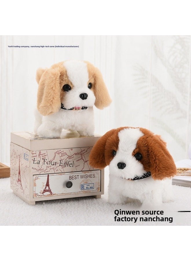 Toy Dog Children Plush Electric Toy Walking Dog Electric Dog Stall Electronic Puppy Pet-Color:Dalmatian Dog With Erect Ears [black]