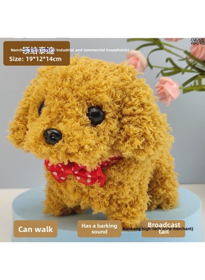 Toy Dog Children Plush Electric Toy Walking Dog Electric Dog Stall Electronic Puppy Pet-Color:Collar Lace Kitten (brown) Makes Drum Sound