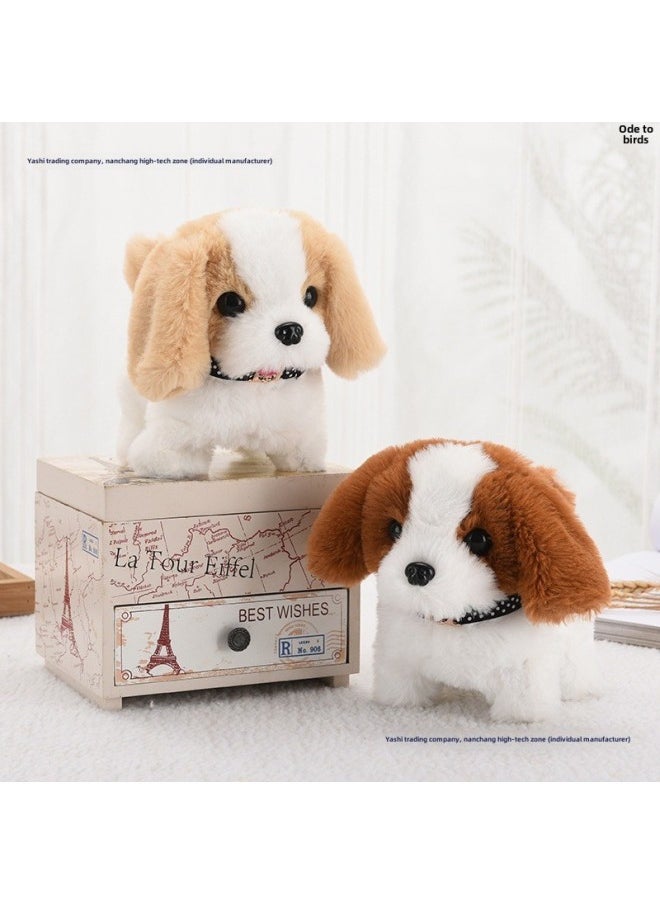 Toy Dog Children Plush Electric Toy Walking Dog Electric Dog Stall Electronic Puppy Pet-Color:Collar Lace Kitten (brown) Makes Drum Sound