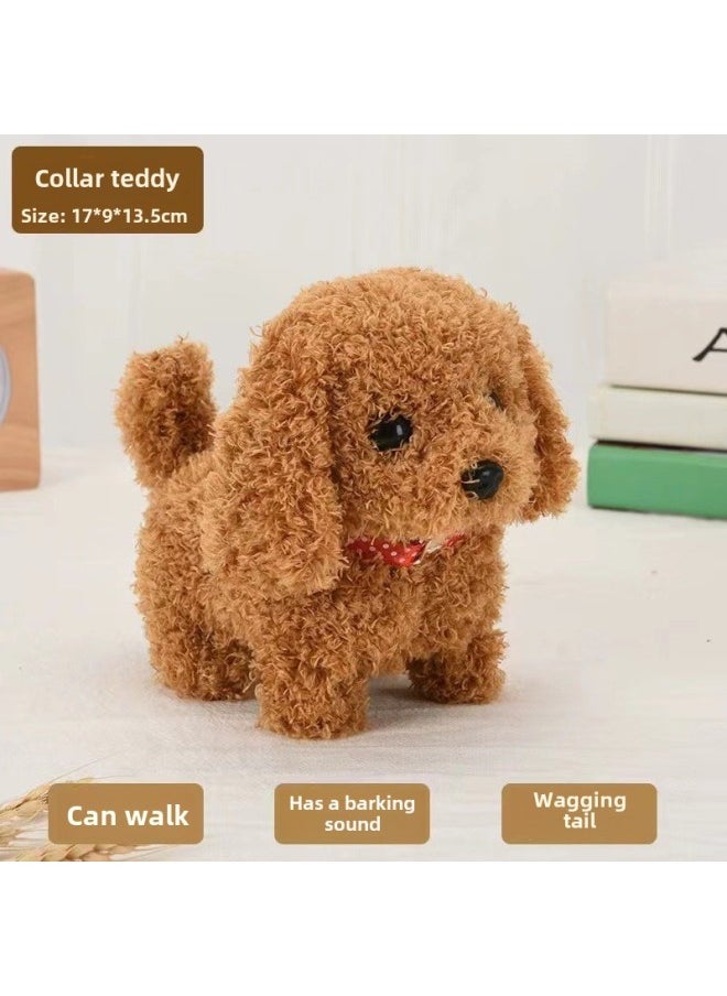 Children's Toys Dogs Can Walk And Call Babies Electric Plush Puppies Adorable Boys And Girls Free Shipping-Color:Collar Teddy-Specification:Rechargeable Battery + Charger + Traction Rope + Bell [70% Of People Chose]