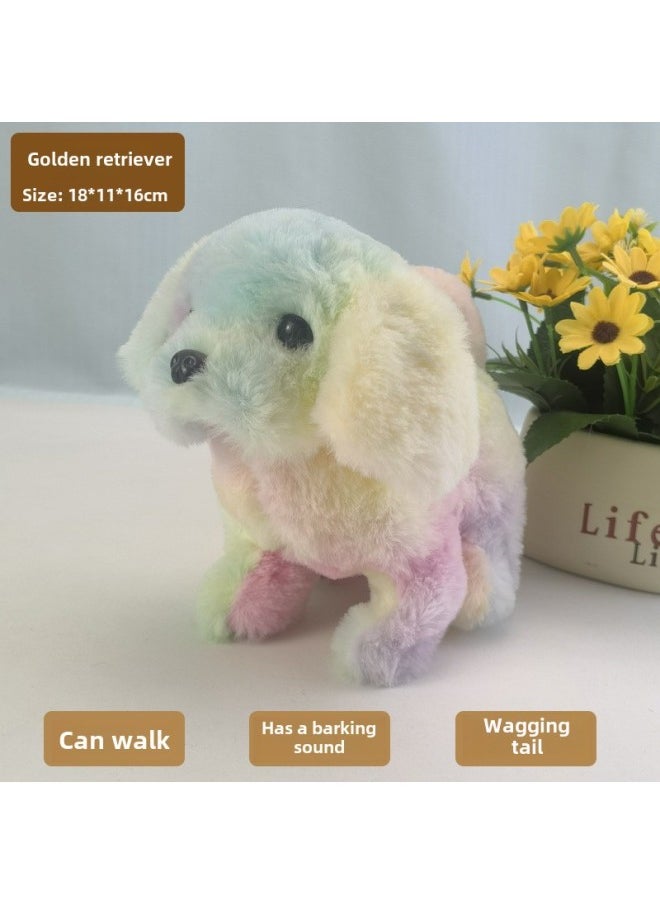 Toy Dog Children Plush Electric Toy Walking Dog Electric Dog Stall Electronic Puppy Pet-Color:Big Golden Retriever (colorful)