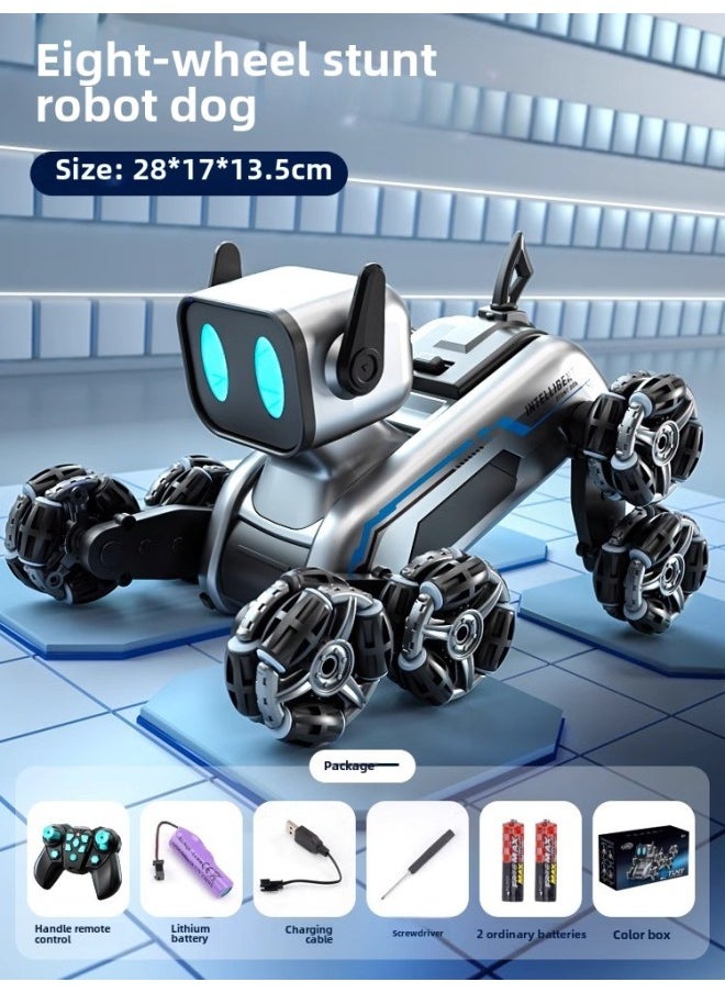 [Direct Supply] Mechanical Eight-wheel Robot Dog Hand Induction Remote Control Four-wheel Drive Electric Robot Boys And Girls-Color:X31 Remote Control Robot Dog [handle Remote Control]-Specification:Lithium Battery Rechargeable Battery Three Sets