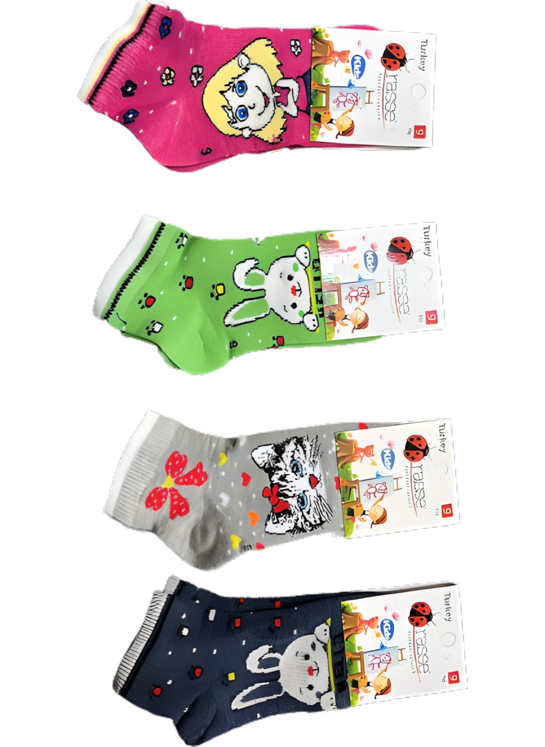 6 Pairs of Girls' Booties Socks