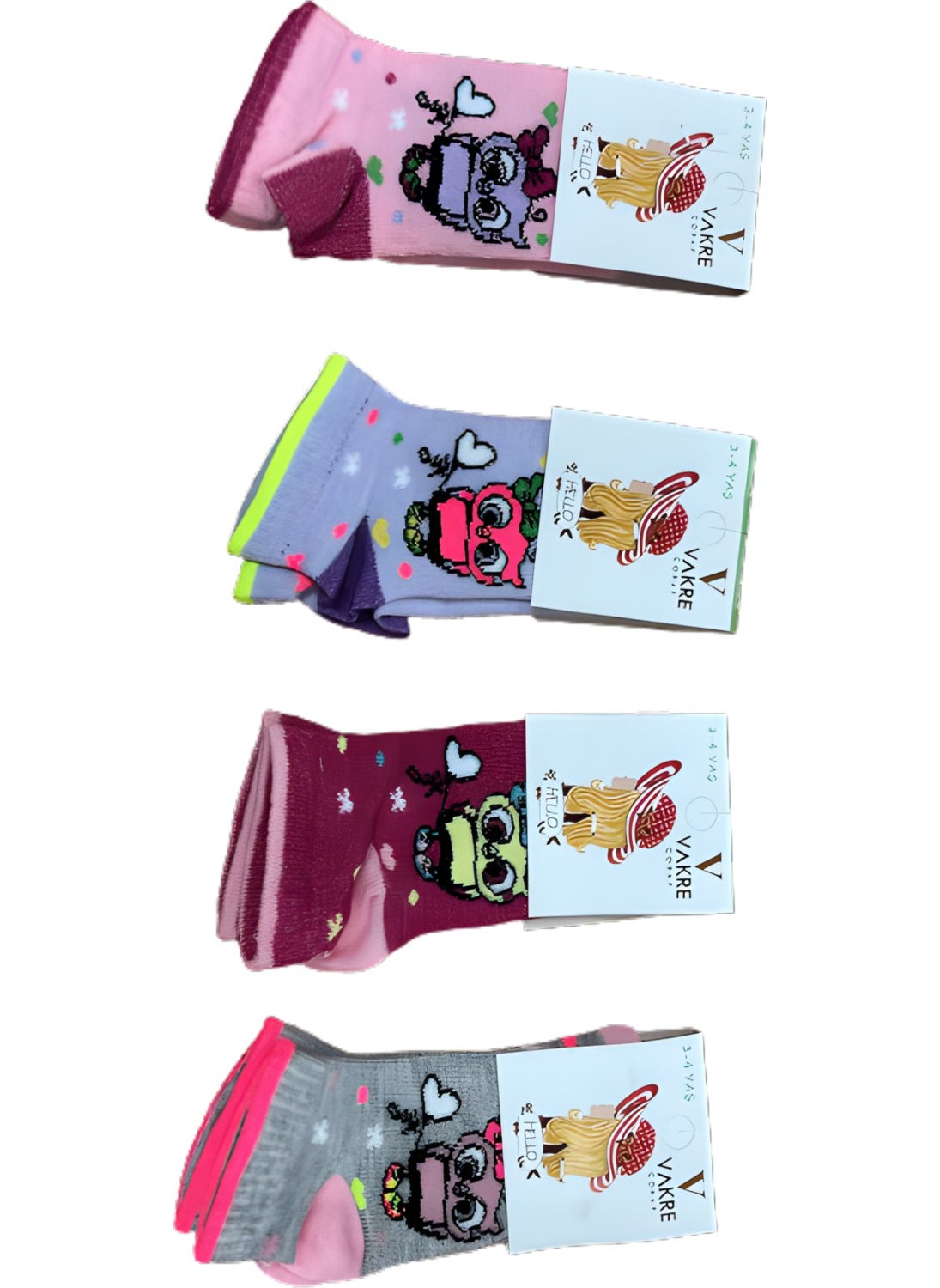 12 Pairs of Girls' Booties Socks