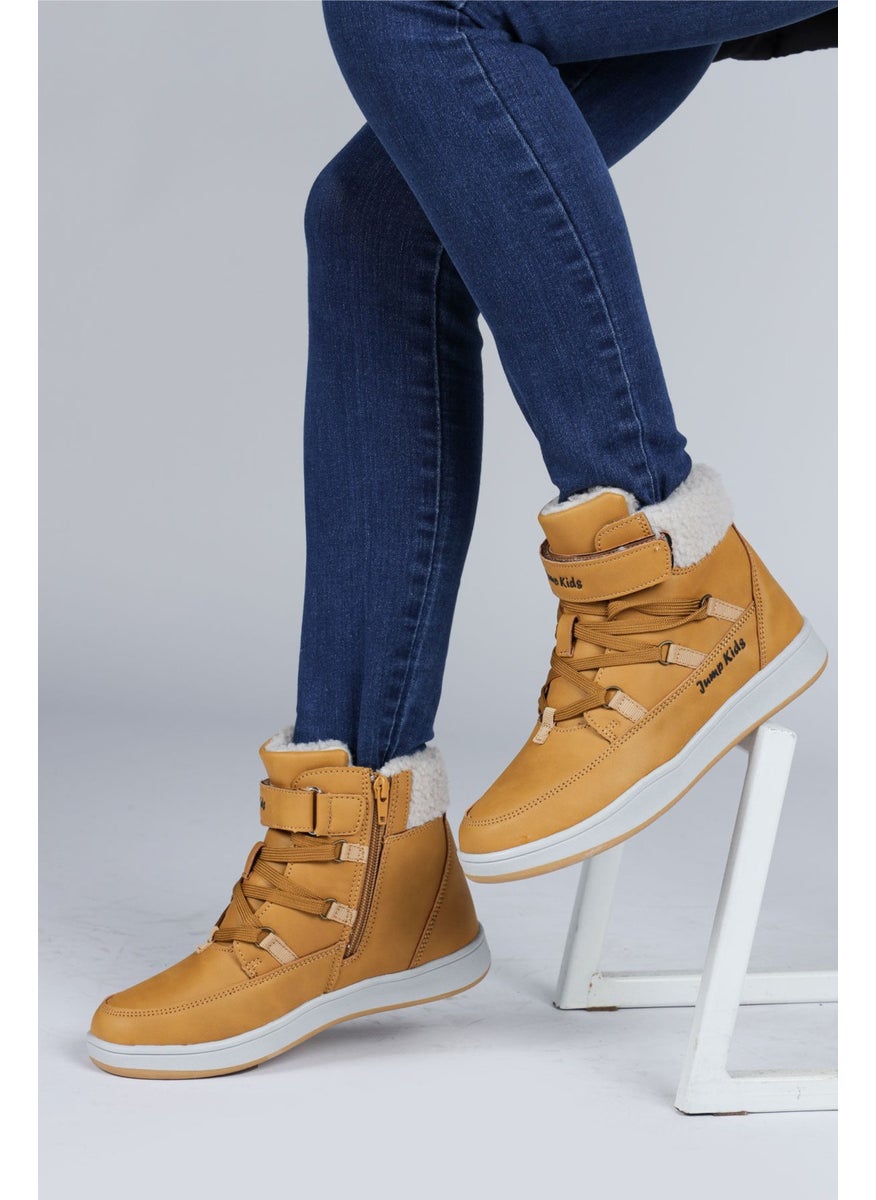 29180 Clay Color Girl's Boots with Velcro and Zipper