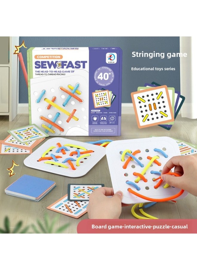 Rope Dressing Teaching Aids Hands-on Ability Training Button Zipper Shoelace Rope Threading Practice Early Education Educational Toys-Color:Rope Game
