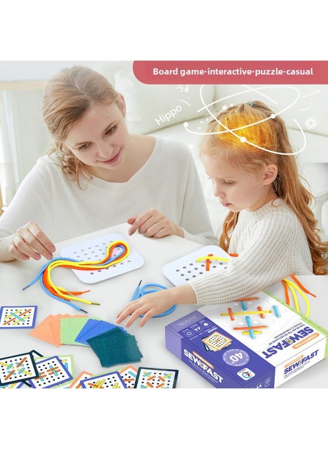 Rope Dressing Teaching Aids Hands-on Ability Training Button Zipper Shoelace Rope Threading Practice Early Education Educational Toys-Color:Rope Game