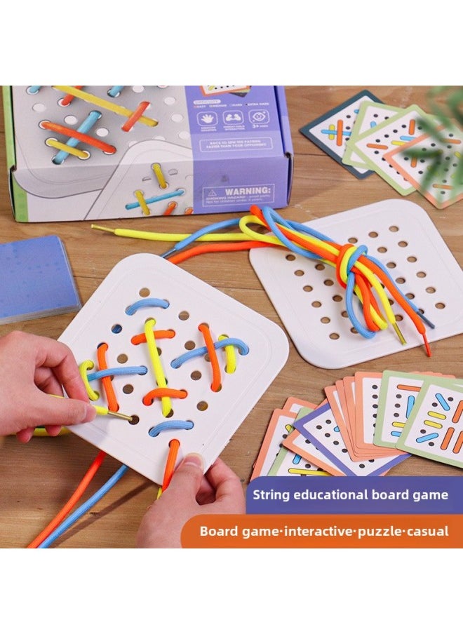 Rope Dressing Teaching Aids Hands-on Ability Training Button Zipper Shoelace Rope Threading Practice Early Education Educational Toys-Color:Rope Game