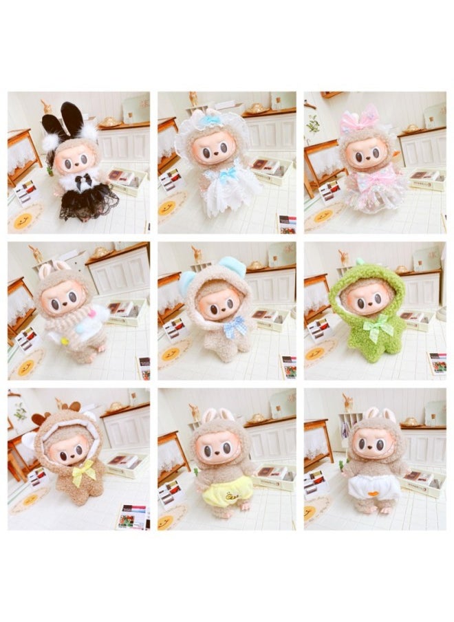 17cm Macaron Enamel Face Doll Clothes Doll Dress Up Replacement Outfits Fabric Clothes-Specifications:10cm-Color:Greedy Castle Bag Bedding 10cm
