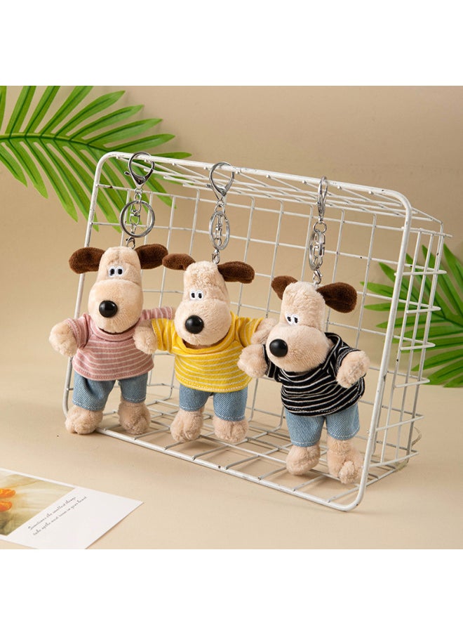 Cute Dog Doll Clothes Plush Toy Keychain Car Interior Decoration Backpack Pendant Master Dog Gift-Color:15cm Pink Sweater + Jeans Puppy Keychain-Height:15cm