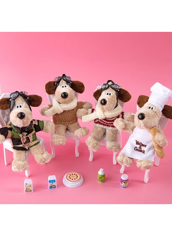 Cute Dog Doll Clothes Plush Toy Keychain Car Interior Decoration Backpack Pendant Master Dog Gift-Color:15cm Pink Sweater + Jeans Puppy Keychain-Height:15cm