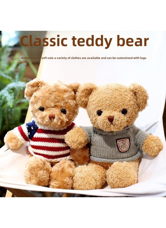Cute Teddy Bear Plush Toy Bear Doll Hug Bear Doll Children Bear Birthday Gift-Color:White Bear Blessing Sweater-Height:30cm