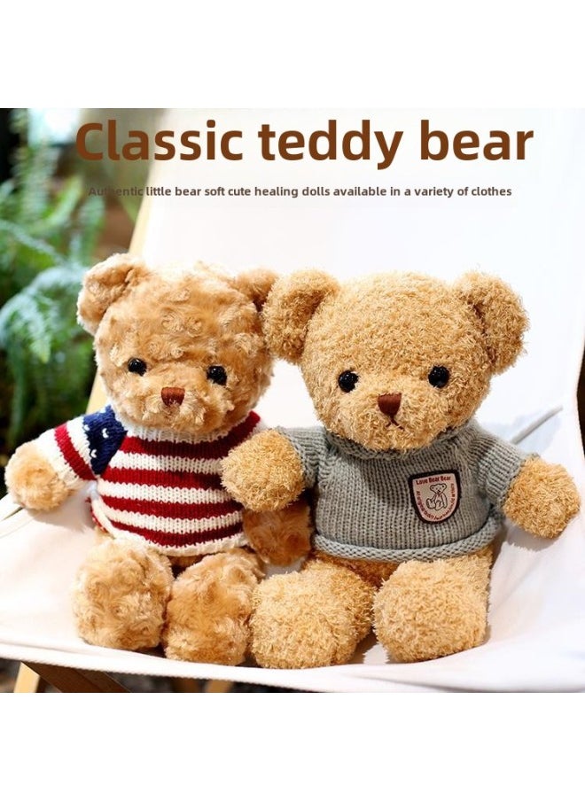 Cute Teddy Bear Plush Toy Bear Doll Hug Bear Doll Children Bear Birthday Gift-Color:White Bear Blessing Sweater-Height:30cm