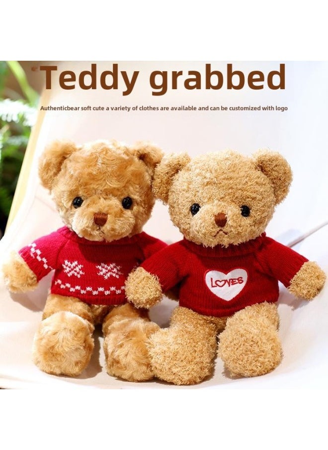 Cute Teddy Bear Plush Toy Bear Doll Hug Bear Doll Children Bear Birthday Gift-Color:White Bear Blessing Sweater-Height:30cm