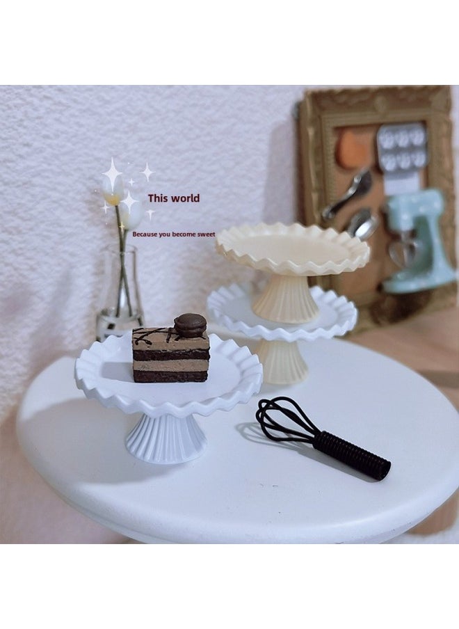Doll House Accessories Miniature Mini Turntable Rotatable Cake Decorating Turntable Ornaments Toy Model D569-Color:E-matte Black Plate-Height:[light And Elegant Yellow Base]