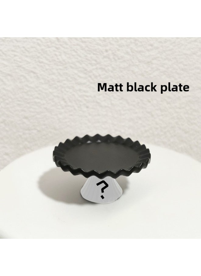 Doll House Accessories Miniature Mini Turntable Rotatable Cake Decorating Turntable Ornaments Toy Model D569-Color:E-matte Black Plate-Height:[light And Elegant Yellow Base]