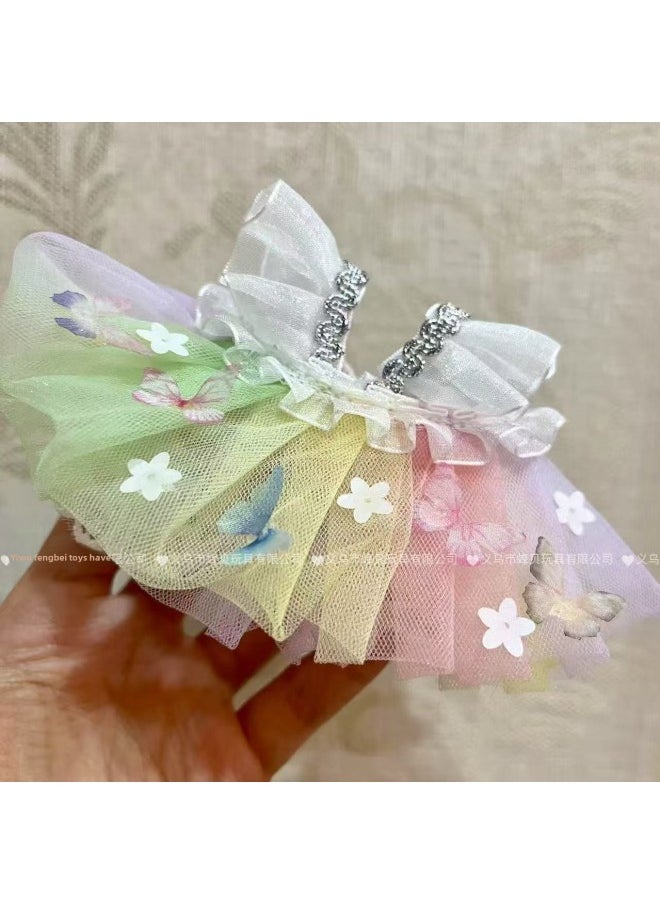 15CM Shirley May Handdog Rab Cloth Skirt Lace Skirt Plush Doll Accessories [Clothes Only]]-Color:Red And White Plaid Lace Suspender Skirt-Height:Suitable For 13cm Dolls