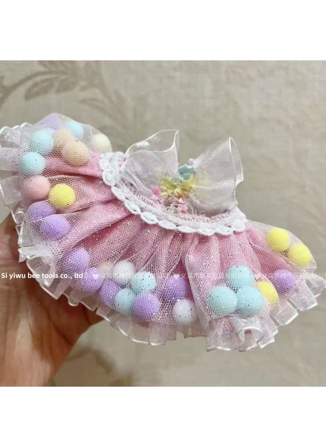 15CM Shirley May Handdog Rab Cloth Skirt Lace Skirt Plush Doll Accessories [Clothes Only]]-Color:Red And White Plaid Lace Suspender Skirt-Height:Suitable For 13cm Dolls