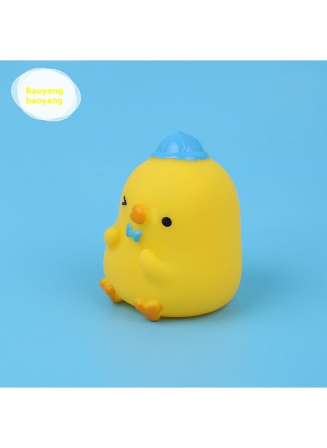 Vinyl Toy Pinch Call Bathing Water Play Toy Dinosaur Doll-Color:Yellow Chicken: 4.3*4.5*5.4