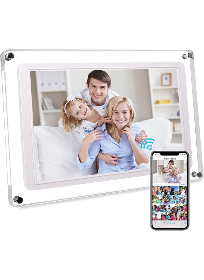 Acrylic Digital Photo Frame 10.1 Inch Picture Video Player WiFi HD Touch Screen Electronic Photo Album-Color:10.1inch Acrylic Cloud Photo Frame Us Standard