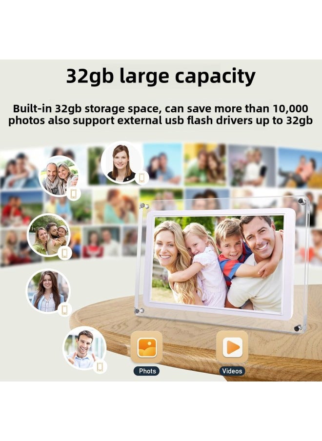 Acrylic Digital Photo Frame 10.1 Inch Picture Video Player WiFi HD Touch Screen Electronic Photo Album-Color:10.1inch Acrylic Cloud Photo Frame Us Standard