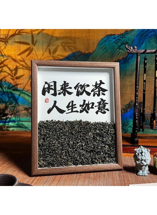 Tea Room Desktop Ornaments Calligraphy And Painting Chinese Style Living Room Decorations Office Photo Frame Table Creative Gifts-Color:7inch [frame Frame + Tea + Calligraphy And Painting] [20*14.9cm] - Look At Freely