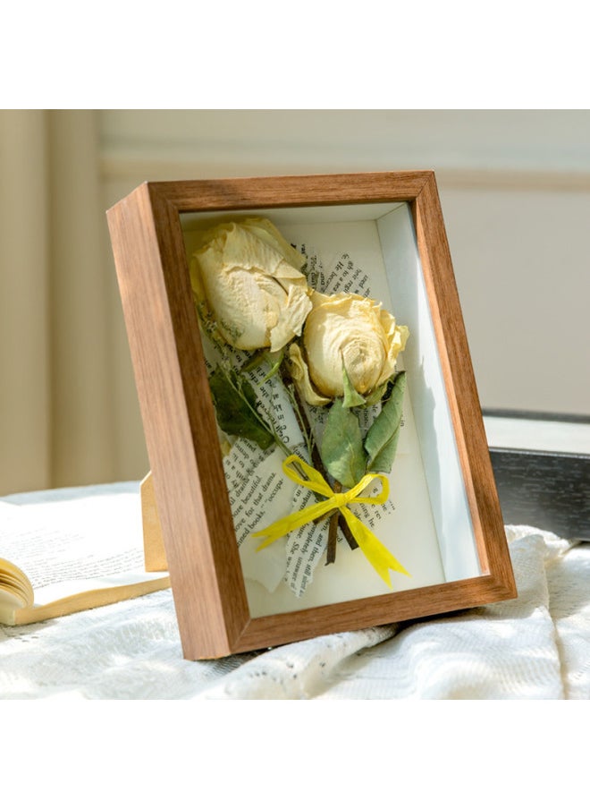 Three-dimensional Hollow Frame Framed 3cm5cm Dried Flower Gift Specimen Diy Photo Frame Display Frame 8 Inch 10 Inch A4-Colour:7inch Table Setting [can Hold 12.7* 17.8cm ]-white Hollow 3cm + Free Cardboard