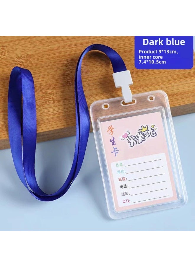 Large Student Card Case Lanyard Cute School Card Case Transparent Nucleic Acid QR Code Listing Rice Card Case-Colour:Large Vertical Version 7.2*10.3cm (card Holder + Default Blue Lanyard)