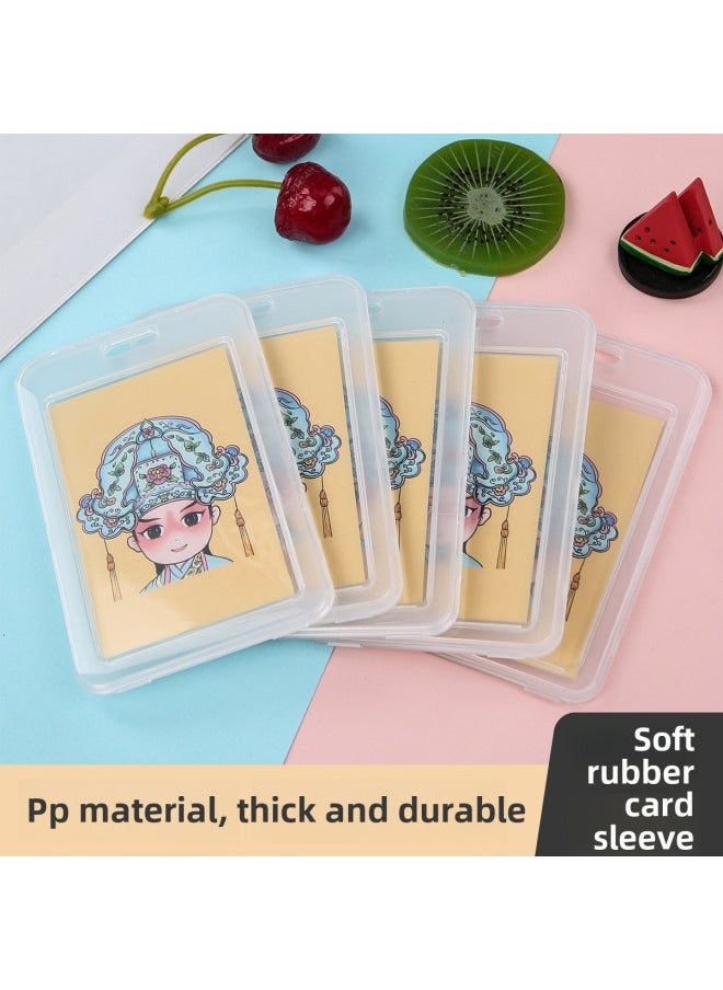 Large Student Card Case Lanyard Cute School Card Case Transparent Nucleic Acid QR Code Listing Rice Card Case-Colour:Large Vertical Version 7.2*10.3cm (card Holder + Default Blue Lanyard)