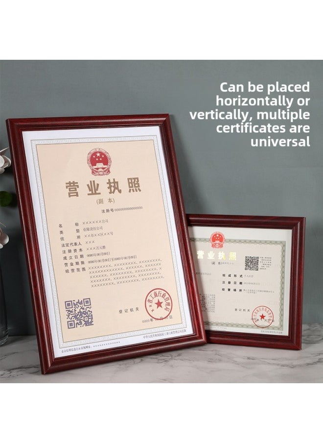 The Original Copy Of The Business License Framework For Yujia Is A Protective Cover With Wall A3 Certificate Cabinet Bulletin Board A4 Food Hygiene License-Color:[a3 Business License Frame] + [a4 Business License Copy Frame] Universal Horizontal And Vertical - Walnut Color [wooden Series]