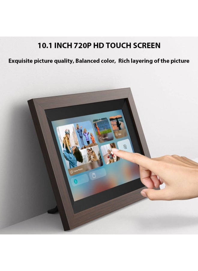 Digital Computer/digital Photo Frame/digital Picture Frame-Color:【frameo】 10.1inch Black + Brown Wooden Frame (16g Memory)