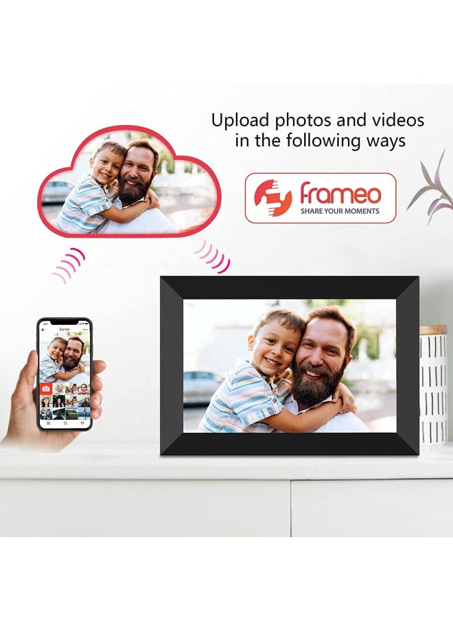 Digital Computer/digital Photo Frame/digital Picture Frame-Color:【frameo】 10.1inch Black + Brown Wooden Frame (16g Memory)