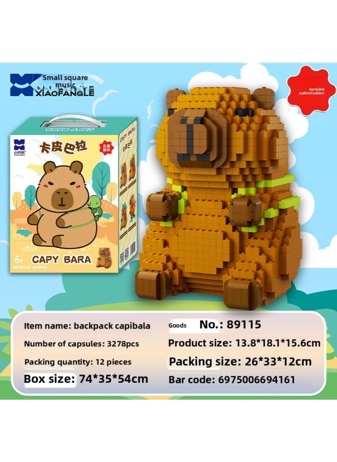 Xiao Fang Le Creative Lion And Tiger Building Blocks Ornaments Alalei Ornaments Boys Children's Toys Internet Celebrity Hair-Color:89115 Backpack Capibala