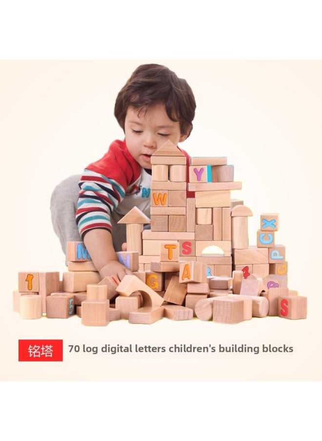 Mingta Children's Large Particle Assembled Building Blocks Wood Toys Educational Multifunctional Intelligence Baby's Brain 1-3-6 Years Old-Color:160 Scene Building Blocks (100 Building Blocks +60 Puzzles)