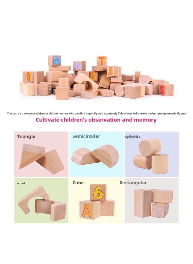 Mingta Children's Large Particle Assembled Building Blocks Wood Toys Educational Multifunctional Intelligence Baby's Brain 1-3-6 Years Old-Color:160 Scene Building Blocks (100 Building Blocks +60 Puzzles)