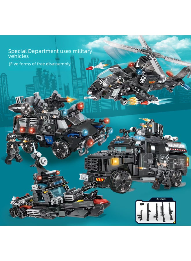 Mindy K0190-K0193 Special Forces Warship Helicopter DIY Assembled Building Blocks Toy Boxed Boy Gift-Color:K0193 Armed Helicopter-Specification:38*5.5*28cm