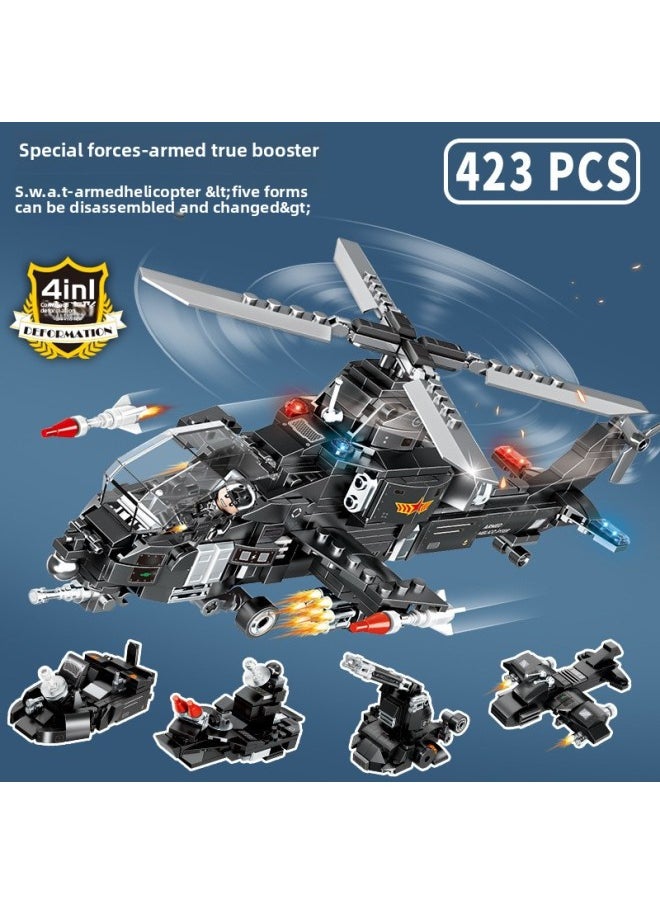 Mindy K0190-K0193 Special Forces Warship Helicopter DIY Assembled Building Blocks Toy Boxed Boy Gift-Color:K0193 Armed Helicopter-Specification:38*5.5*28cm