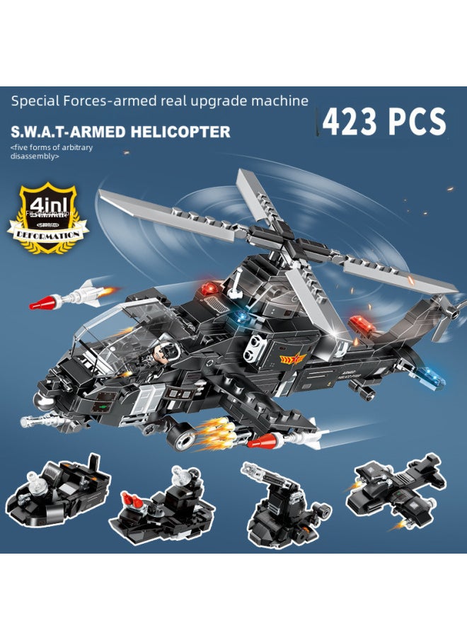 Mindy K0190-K0193 Special Forces Warship Helicopter DIY Assembled Building Blocks Toy Boxed Boy Gift-Color:K0193 Armed Helicopter-Specification:38*5.5*28cm