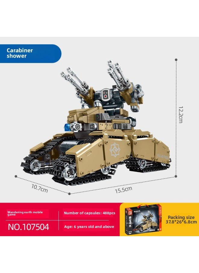 Compatible With Lego Bricks Wandering Earth Series Box-type Carrying Vehicle Personnel Carrier Engineering Vehicle Assembling Small Particle Building Blocks-Color:107504 Carabiner Shower