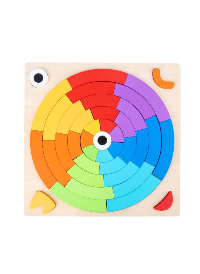 Ce Cpc Wooden Rainbow Shape Puzzle Toy-Color:-Rainbow Building Blocks