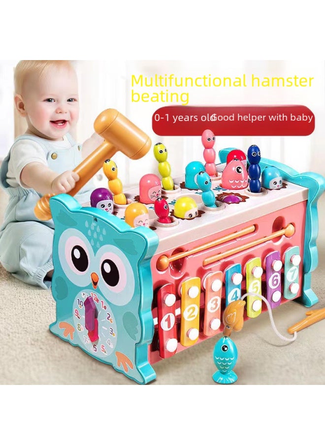 Multi-functional Children's Hamster Toy Puzzle 1-3 Years Old Baby Parent-child Interaction Beating Fishing Early Education-Color:Medium Hamster-Green